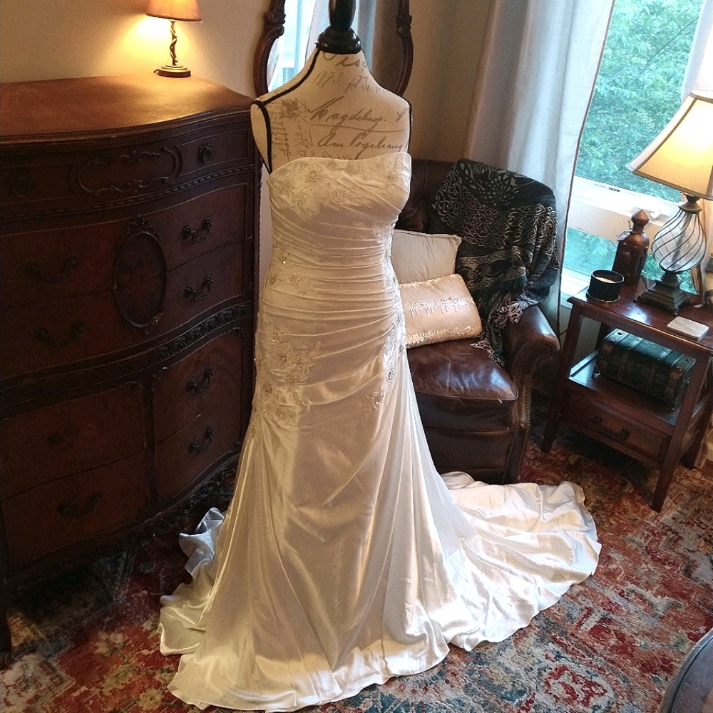 Strapless A-Line Satin Wedding Gown